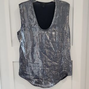 J Crew Silver Sequin Sleeveless Top